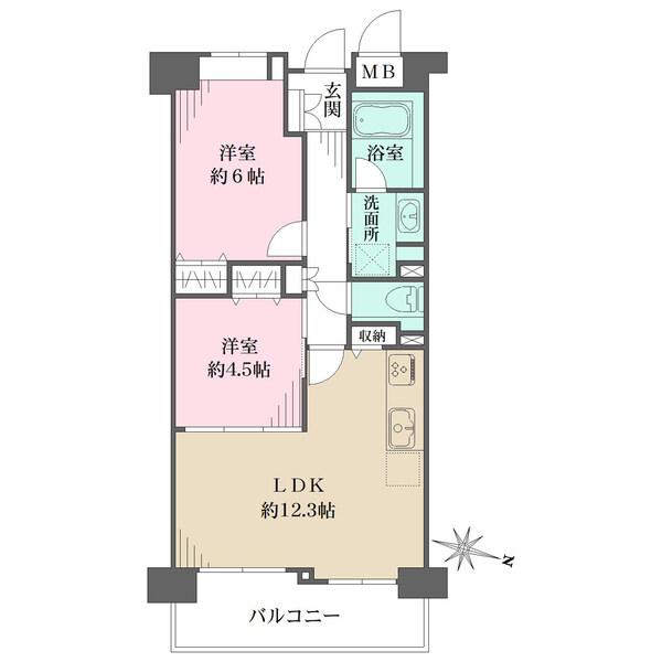 洋室約4.5帖は2WAYアクセスが可能な回遊性のある間取り。LDKの続き間としても利用可能です。