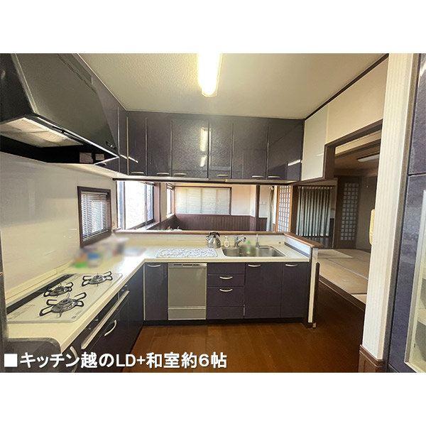 キッチン越のLD＋和室約6帖　※備品等は価格に含まれません