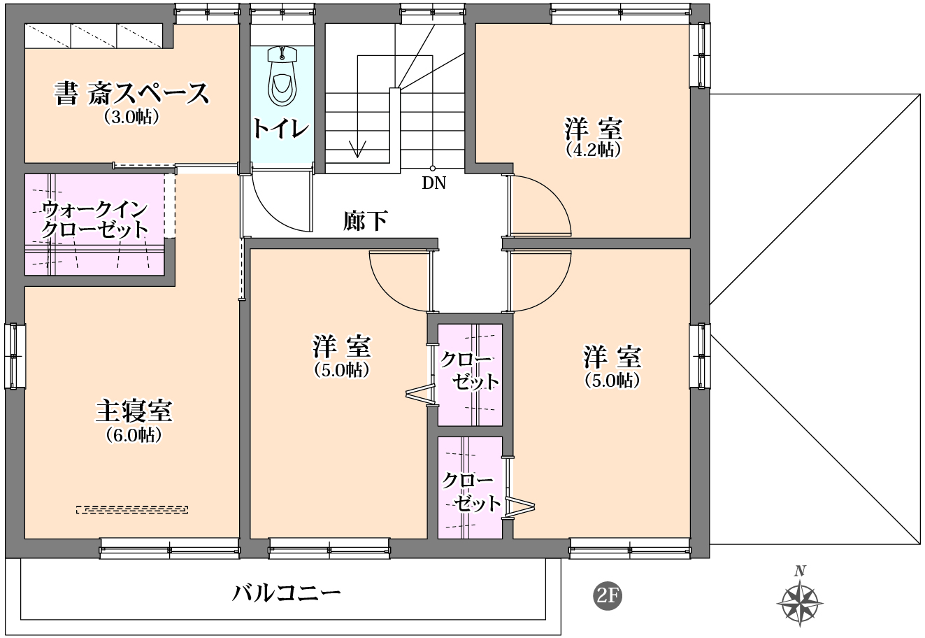 ２階間取図　掲載の間取り図は設(shè)計(jì)図書を基に描き起こしたもので実際とは多少異なる場合があります。