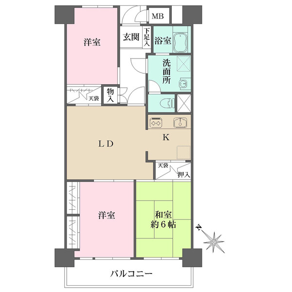 獨立式のキッチンとなっており、LDに匂いがうつりにくい間取りです。