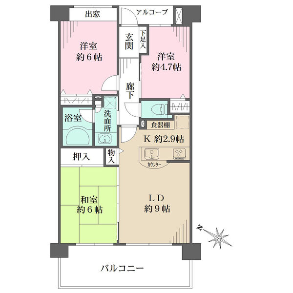 和室はLDと一體利用が可能、各洋室はプライベート性の高い配置です。全居室に収納が備わっています。