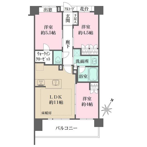 シューズクローク、ウォークインクロゼット、システムクロゼットがあり収納豊富な間取り
