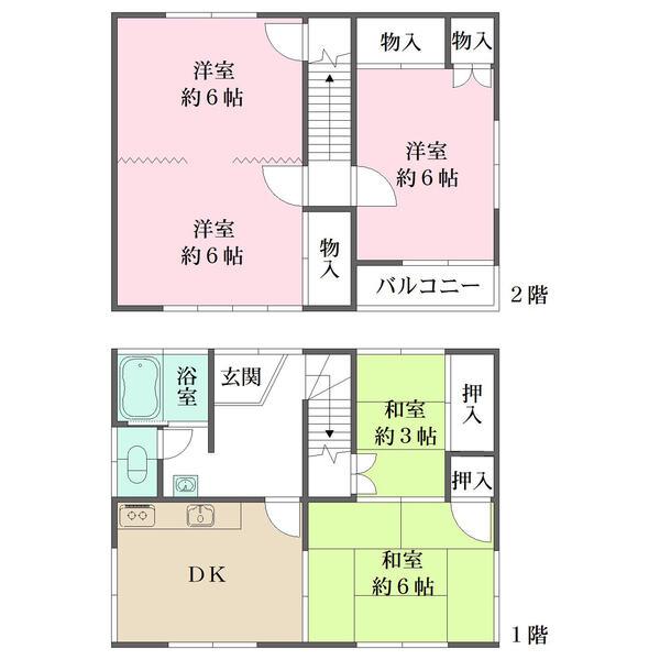 5DKファミリータイプの間取り。現(xiàn)在居住中。丁寧に使用しています。