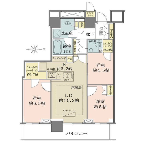 3部屋が東向きのため、お天気の良い日は気持ちの良い朝日が差し込みます。収納も豊富な間取りです。