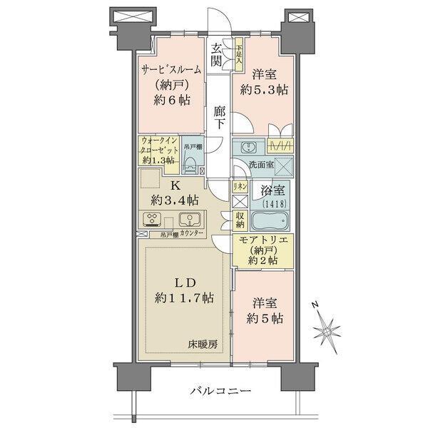 クローゼットやウォークインクローゼットに加え納戸があり収納スペースが充実しています。