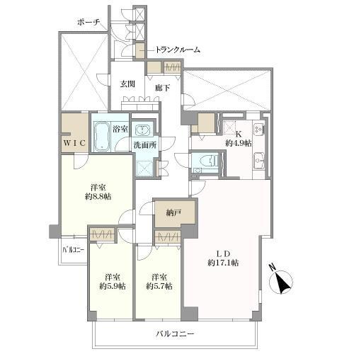 間取図?ＷＩＣ＝ウォークインクローゼット