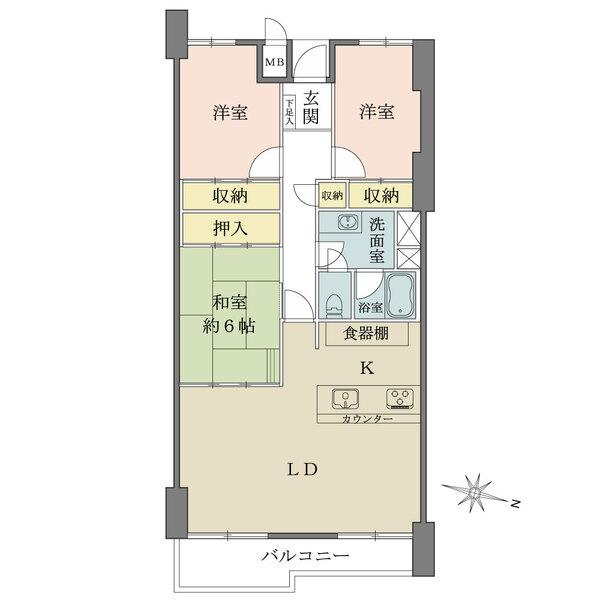 リビングダイニング部分に床暖房がございます。
