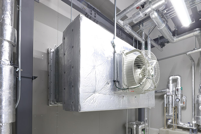 井水を利用した水冷式空調システム(外気処理システム?パッケージエアコン)