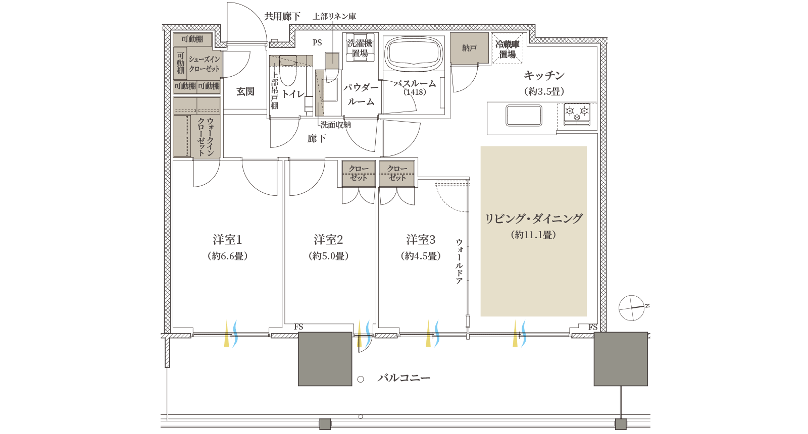 65E-1 type 間取り図