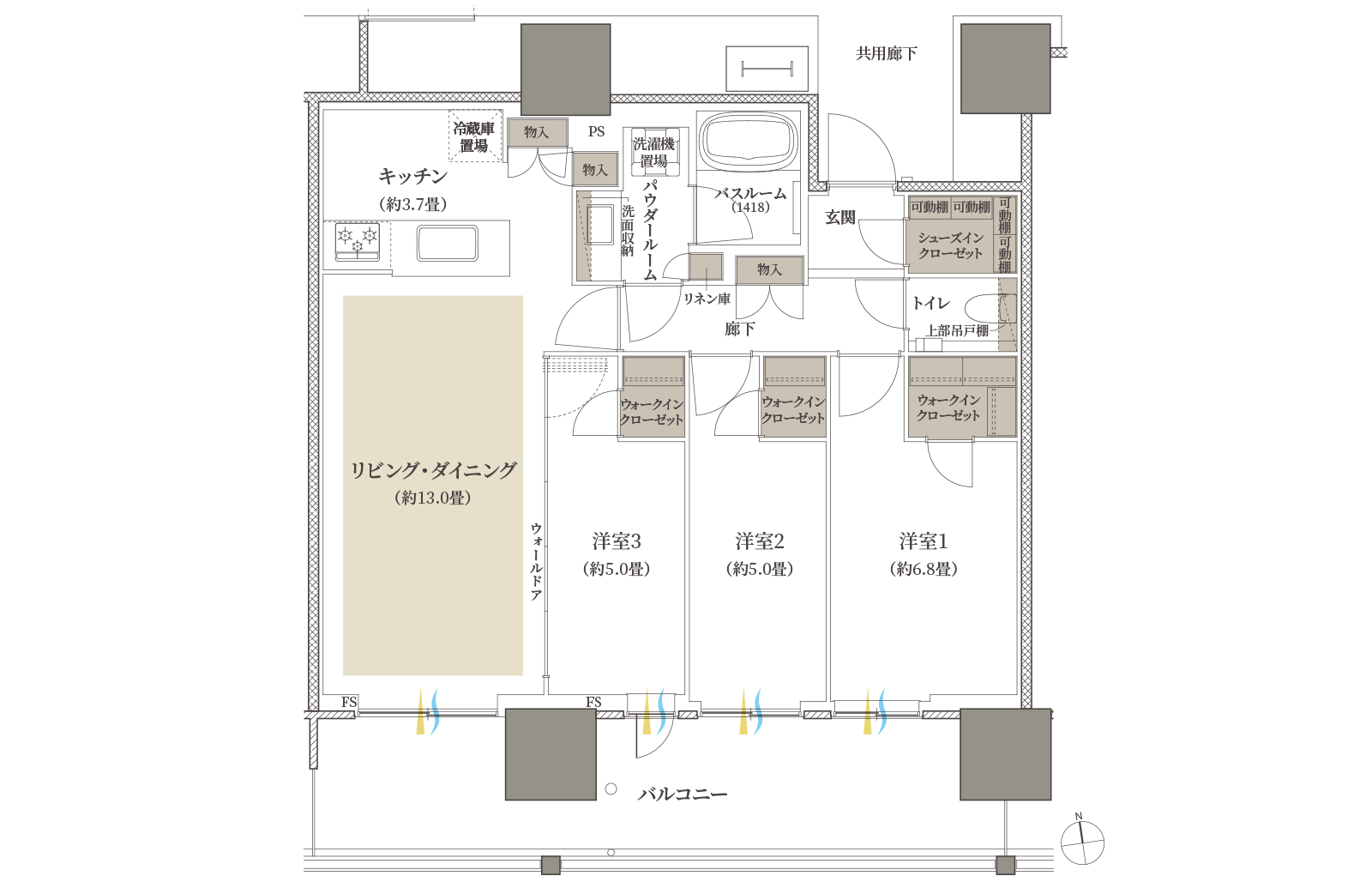 75C type 間取り図